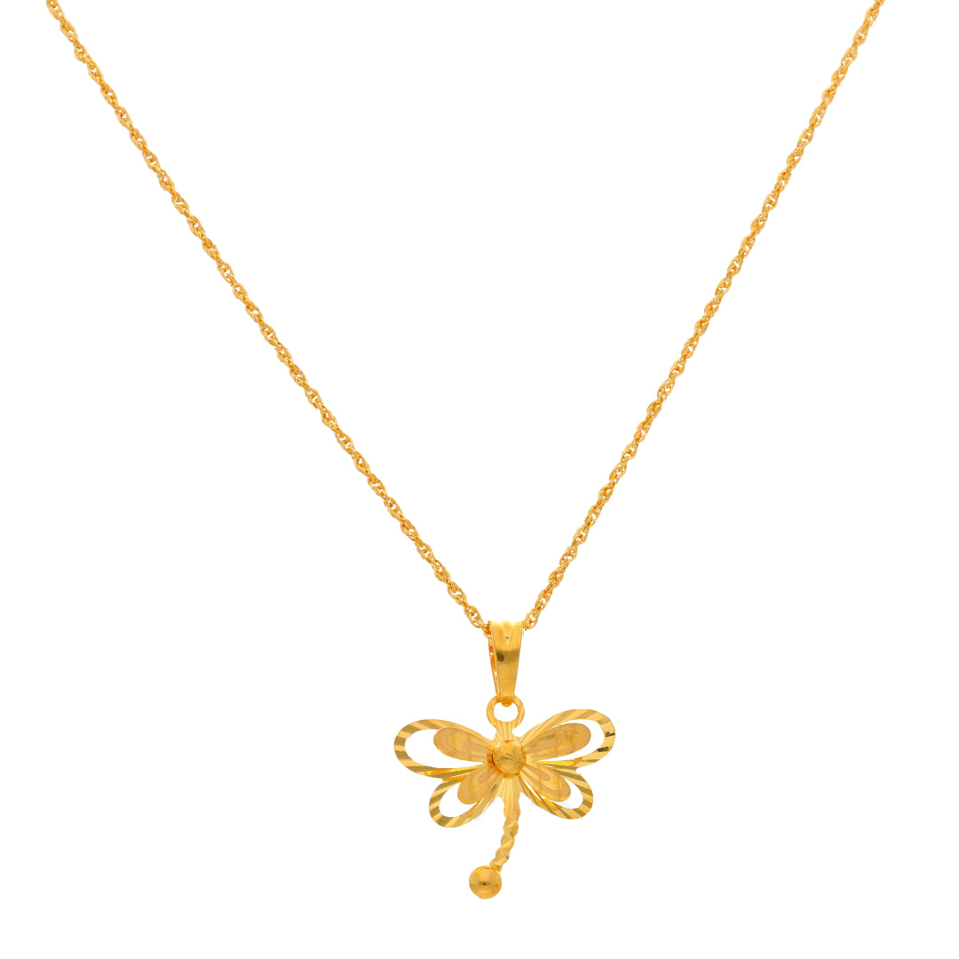 Gold Necklace (Chain With Dragonfly Shaped Pendant) 21KT - FKJNKL21KM9933