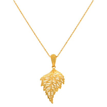 Gold Necklace (Chain With Leaf Shaped Pendant) 21KT - FKJNKL21KM9934