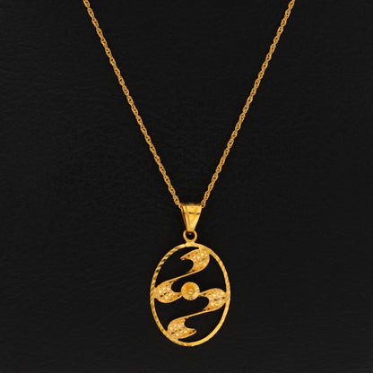 Gold Necklace (Chain With Hollow Oval Shaped Pendant) 21KT - FKJNKL21KM9935