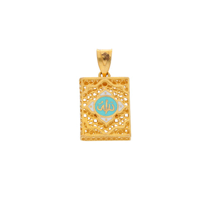 Gold Rectangle Shaped Pendant 21KT - FKJPND21KM9937