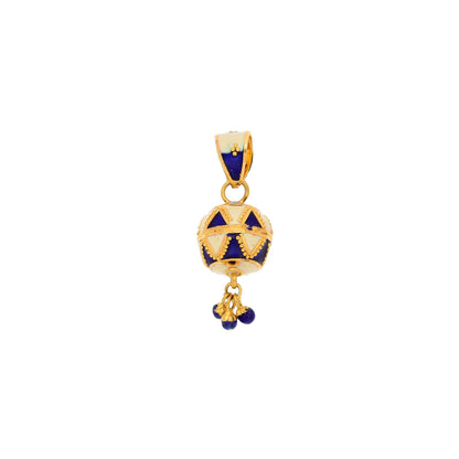 Gold Hanging Dark Blue Ball Shaped Pendant 21KT - FKJPND21KM9939