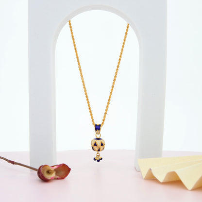 Gold Necklace (Chain With Hanging Dark Blue Ball Shaped Pendant) 21KT - FKJNKL21KM9939