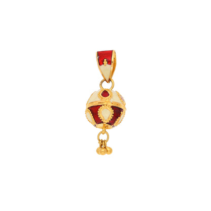 Gold Hanging Red Ball Shaped Pendant 21KT - FKJPND21KM9940