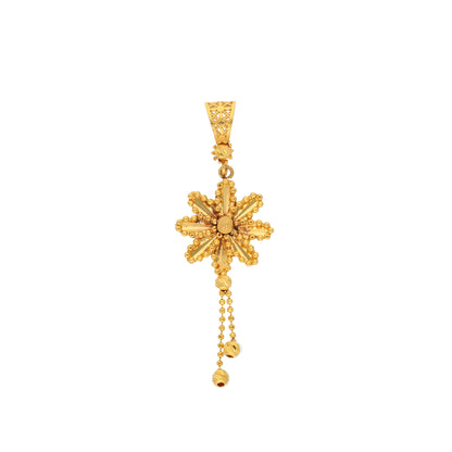 Gold Hanging Flower Shaped Pendant 21KT - FKJPND21KM9941