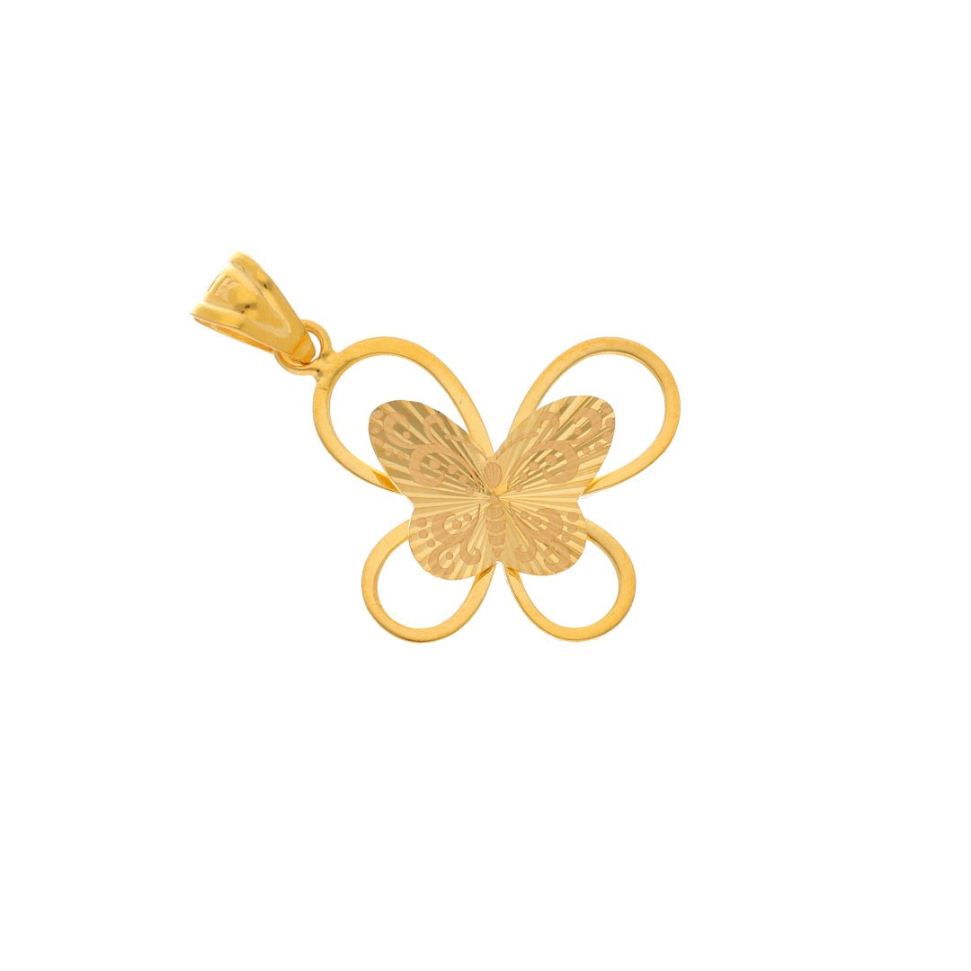 Gold Butterfly Shaped Pendant 21KT - FKJPND21KM9932