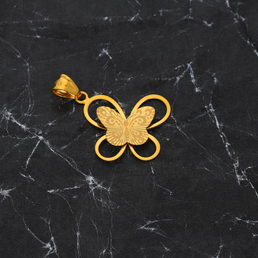 Gold Butterfly Shaped Pendant 21KT - FKJPND21KM9932