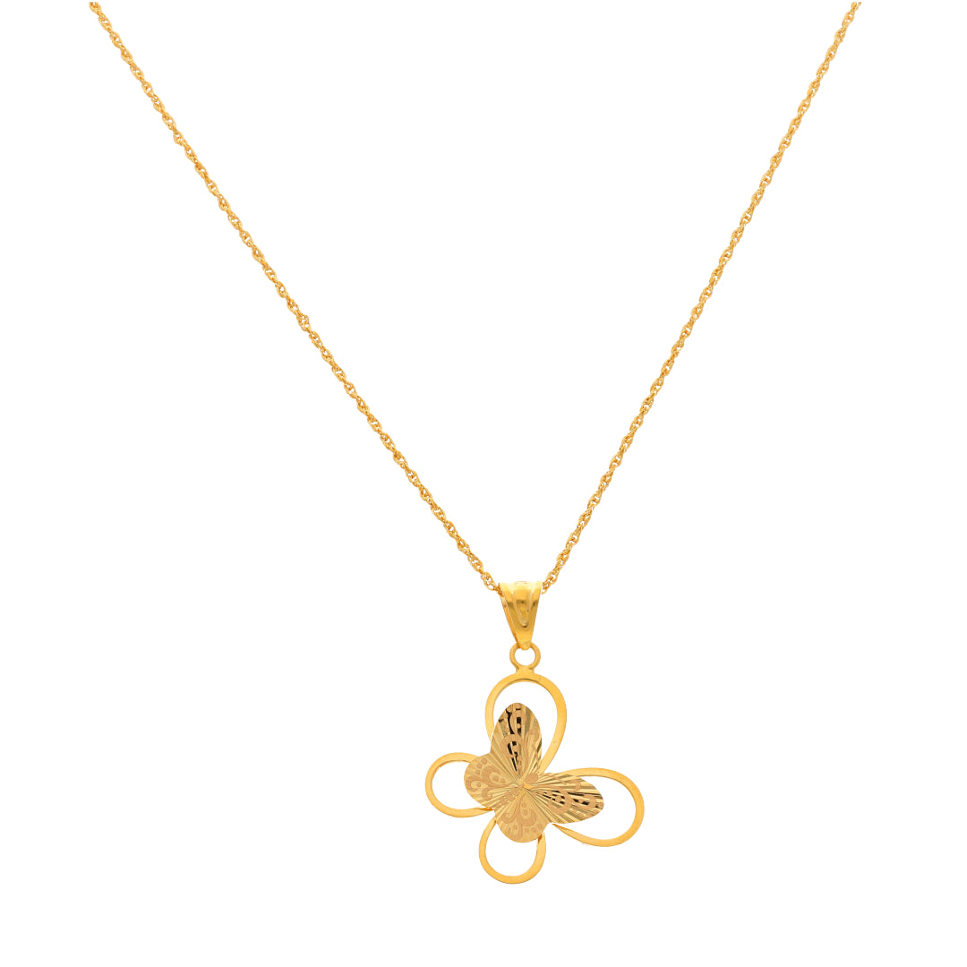 Gold Necklace (Chain With Butterfly Shaped Pendant) 21KT - FKJNKL21KM9932