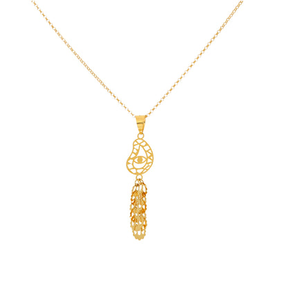 Gold Necklace (Chain With Tear Drop Shaped Pendant) 21KT - FKJNKL21KM9945