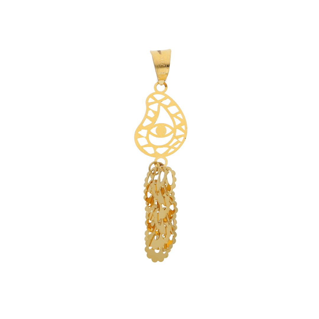 Gold Tear Drop Shaped Pendant 21KT - FKJPND21KM9945