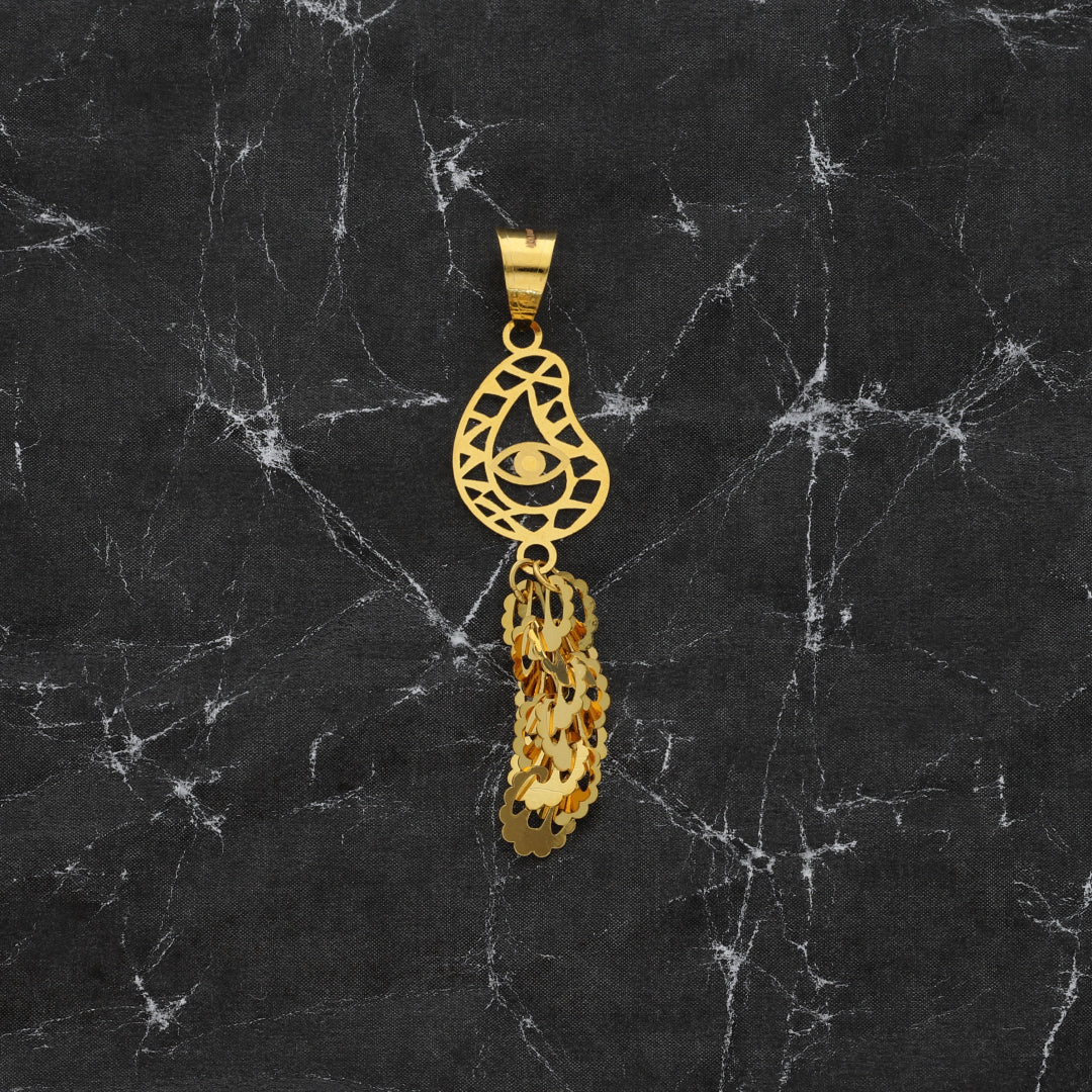 Gold Tear Drop Shaped Pendant 21KT - FKJPND21KM9945