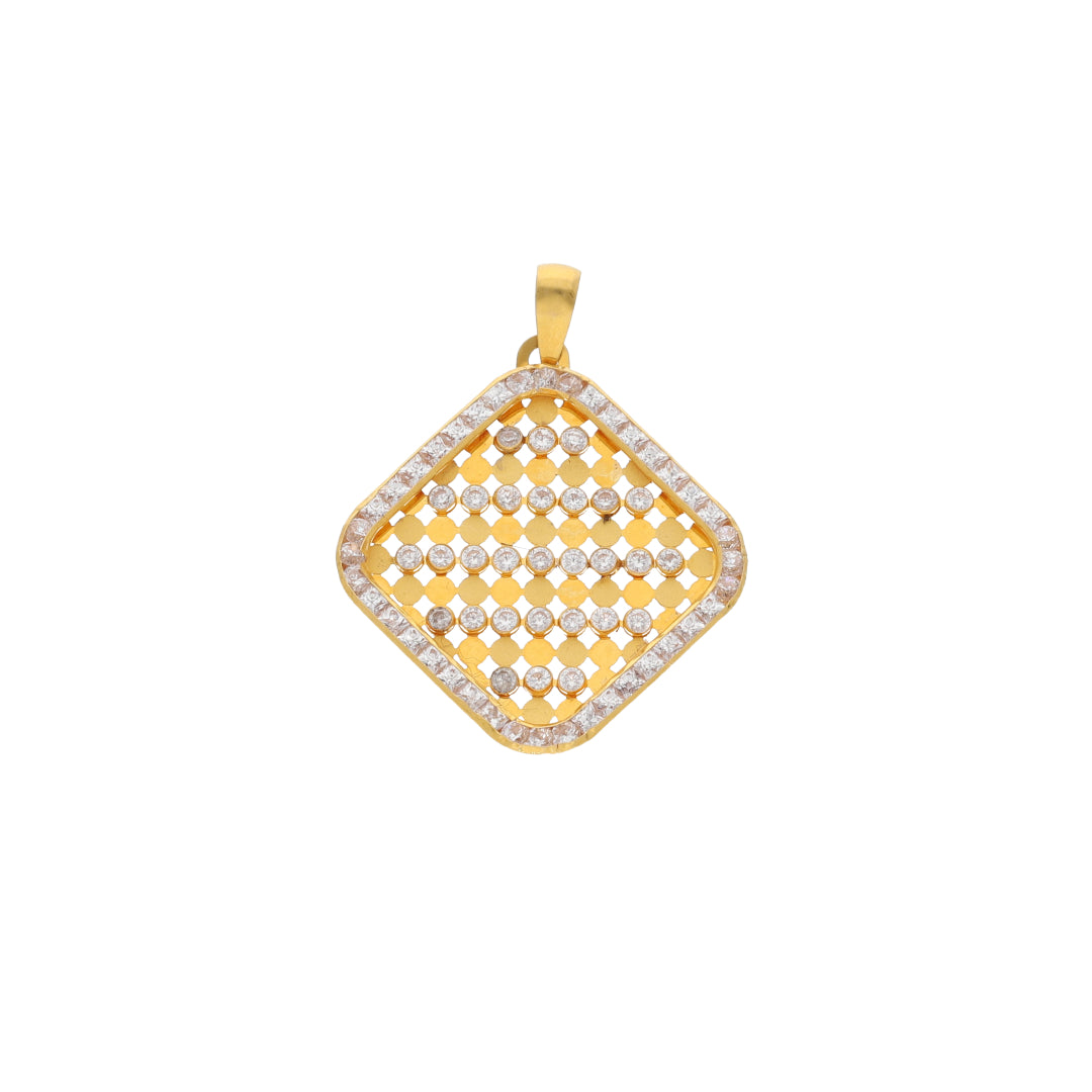 Gold Square Shaped Pendant 21KT - FKJPND21KM9944