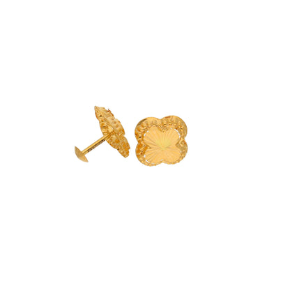 Gold Clover Leaf Shaped Earrings 21KT - FKJERN21KM9966