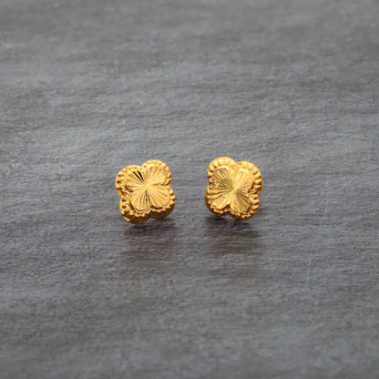 Gold Clover Leaf Shaped Earrings 21KT - FKJERN21KM9966