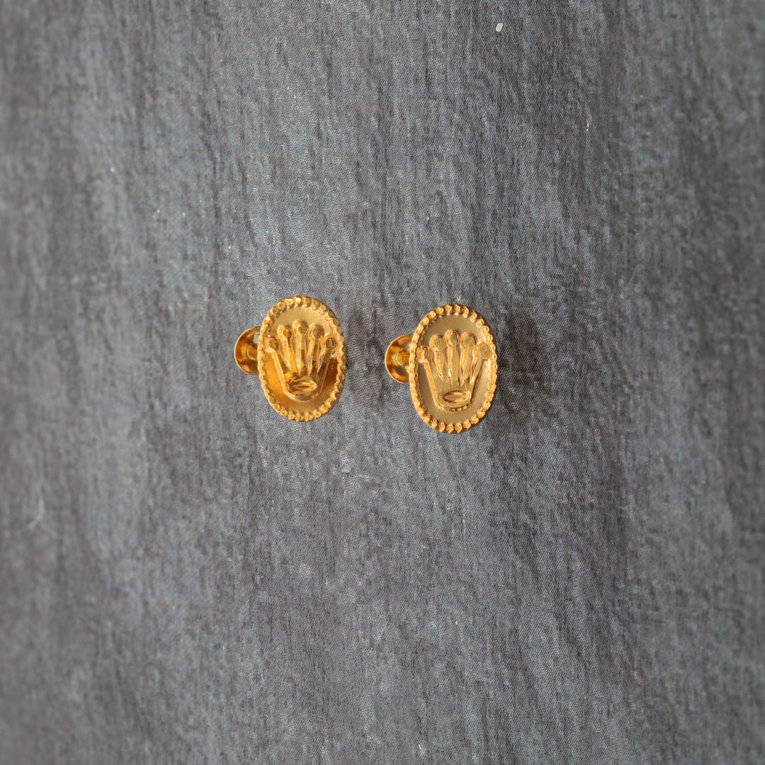 Gold Oval Shaped Earrings 21KT - FKJERN21KM9968