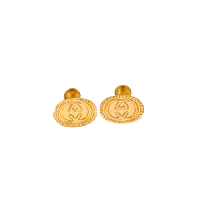 Gold Oval Shaped Earrings 21KT - FKJERN21KM9969