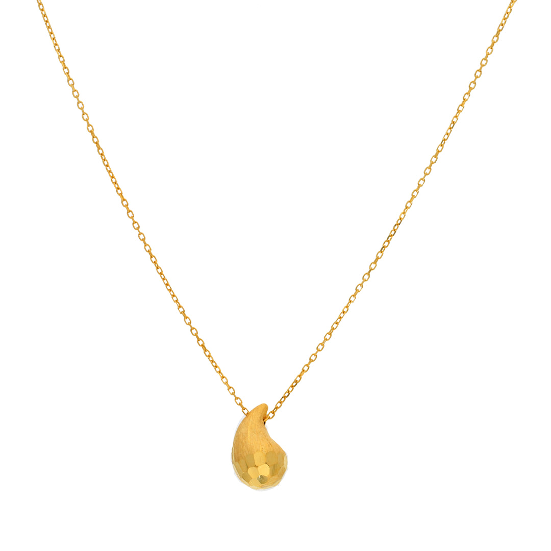 Gold Necklace (Chain With Tear Drop Shaped Pendant) 21KT - FKJNKL21KM9990