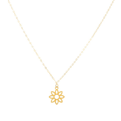 Gold Necklace (Chain With Hollow Flower Shaped Pendant) 21KT - FKJNKL21KM9991