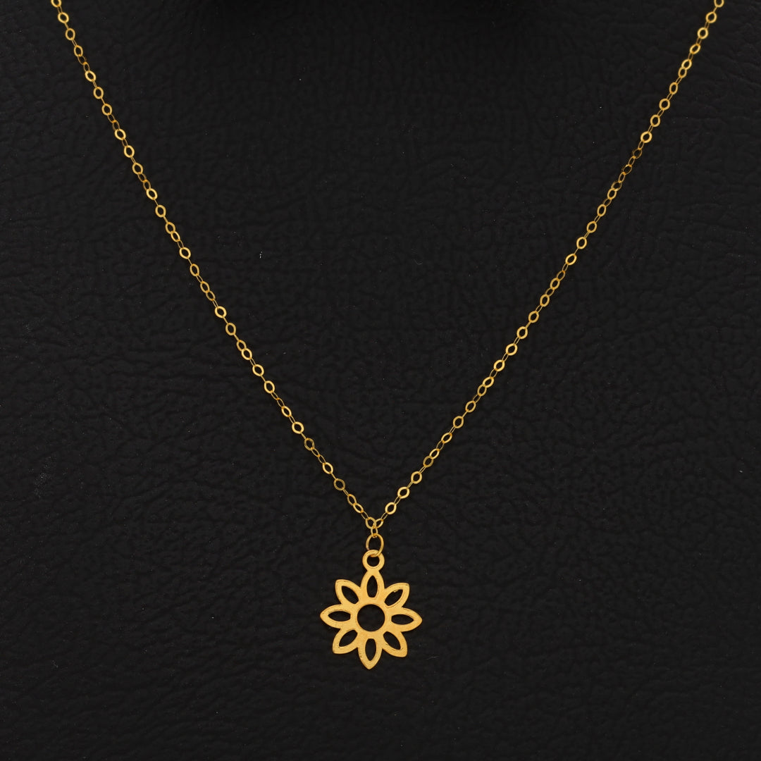 Gold Necklace (Chain With Hollow Flower Shaped Pendant) 21KT - FKJNKL21KM9991