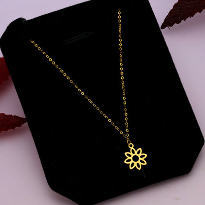 Gold Necklace (Chain With Hollow Flower Shaped Pendant) 21KT - FKJNKL21KM9991