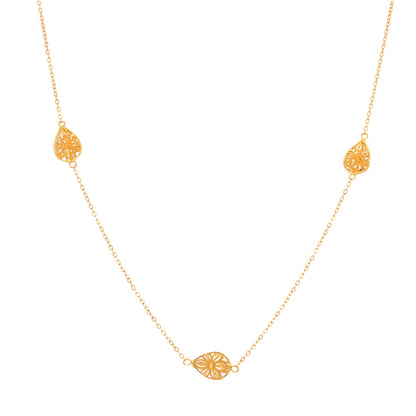 Gold Tear Drop Shaped Necklace 21KT - FKJNKL21KM9993