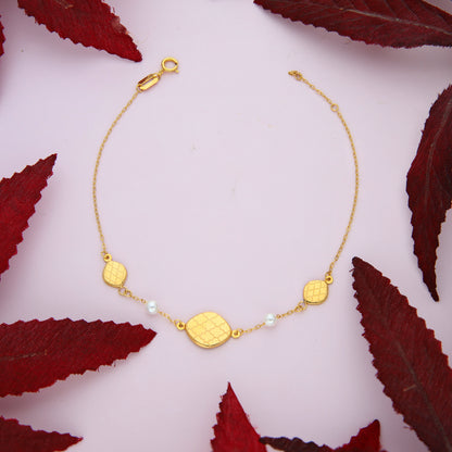 Gold Oval Shaped Bracelet 21KT - FKJBRL21KM10004