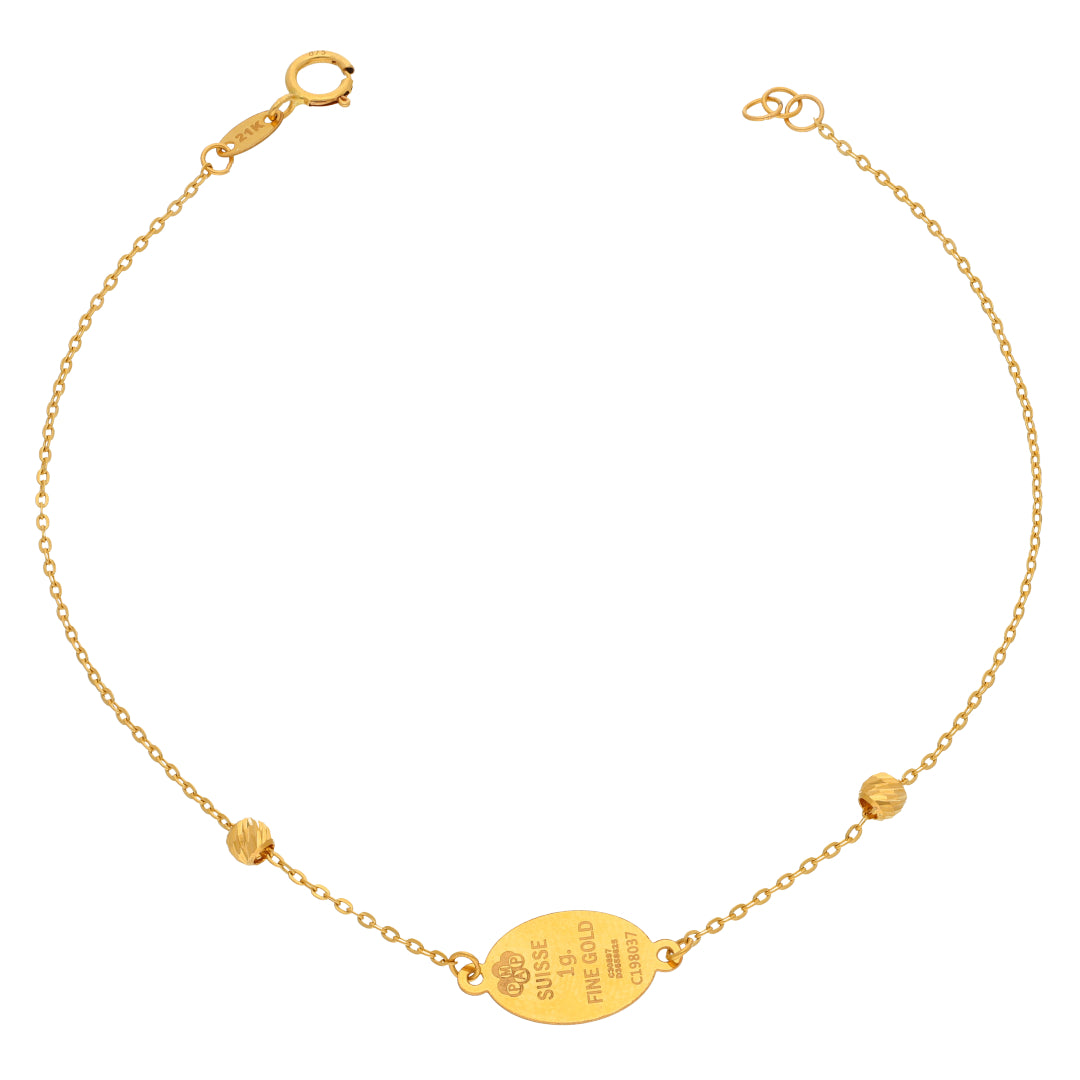 Gold Coin Shaped Bracelet 21KT - FKJBRL21KM10060