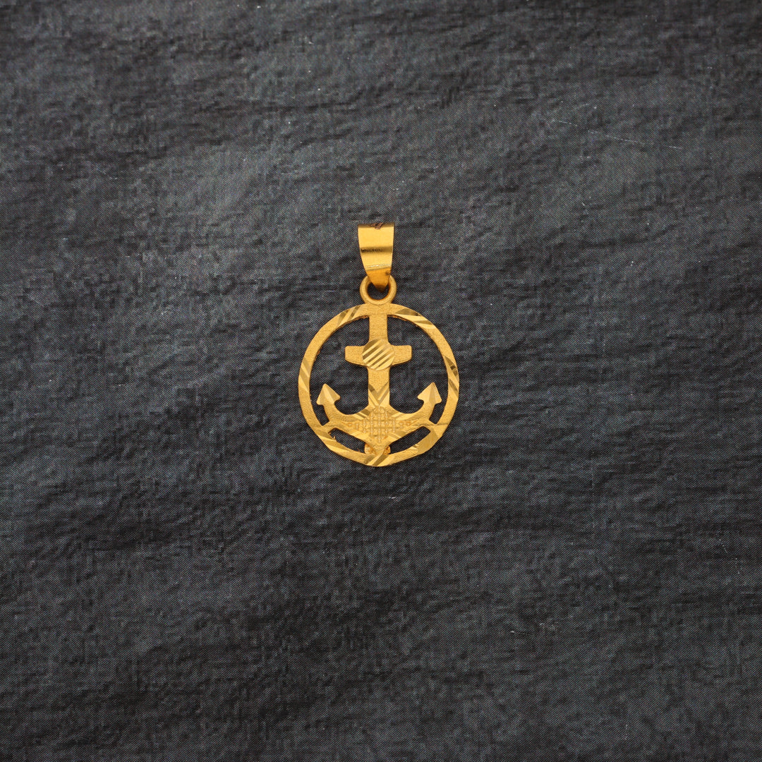 Gold Anchor Shaped Pendant 21KT - FKJPND21KM10010