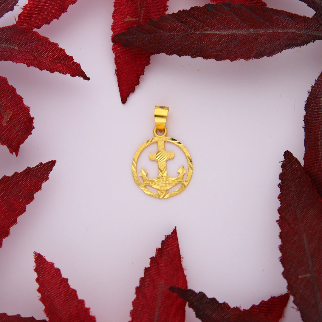 Gold Anchor Shaped Pendant 21KT - FKJPND21KM10010