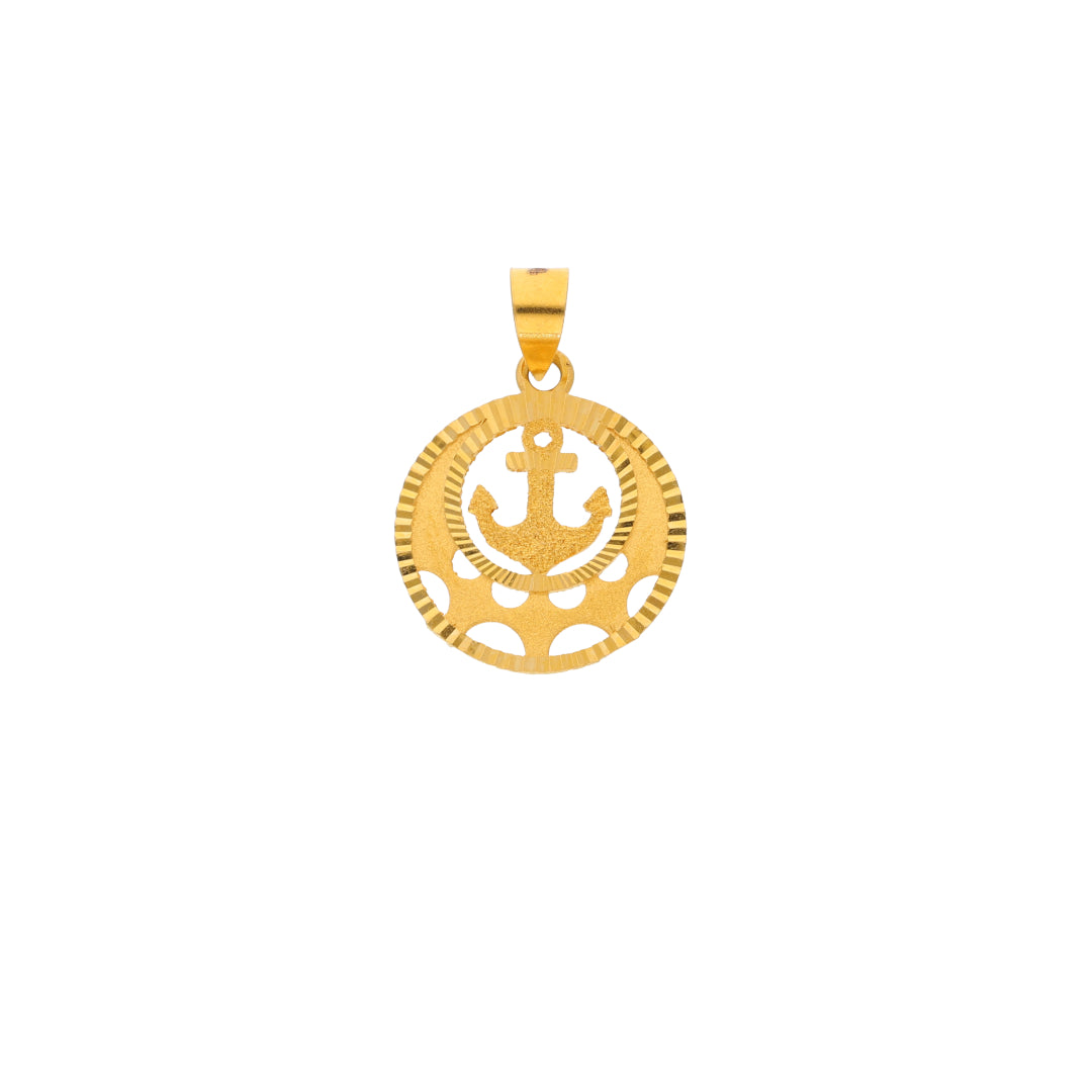 Gold Anchor Shaped Pendant 21KT - FKJPND21KM10011