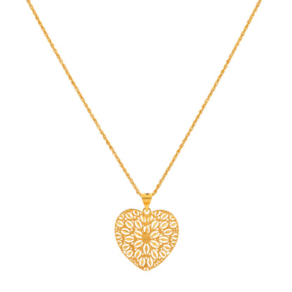 Gold Necklace (Chain With Heart Shaped Pendant) 21KT - FKJNKL21KM10009