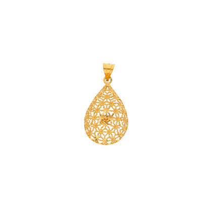 Gold Tear Drop Shaped Pendant 21KT - FKJPND21KM10012