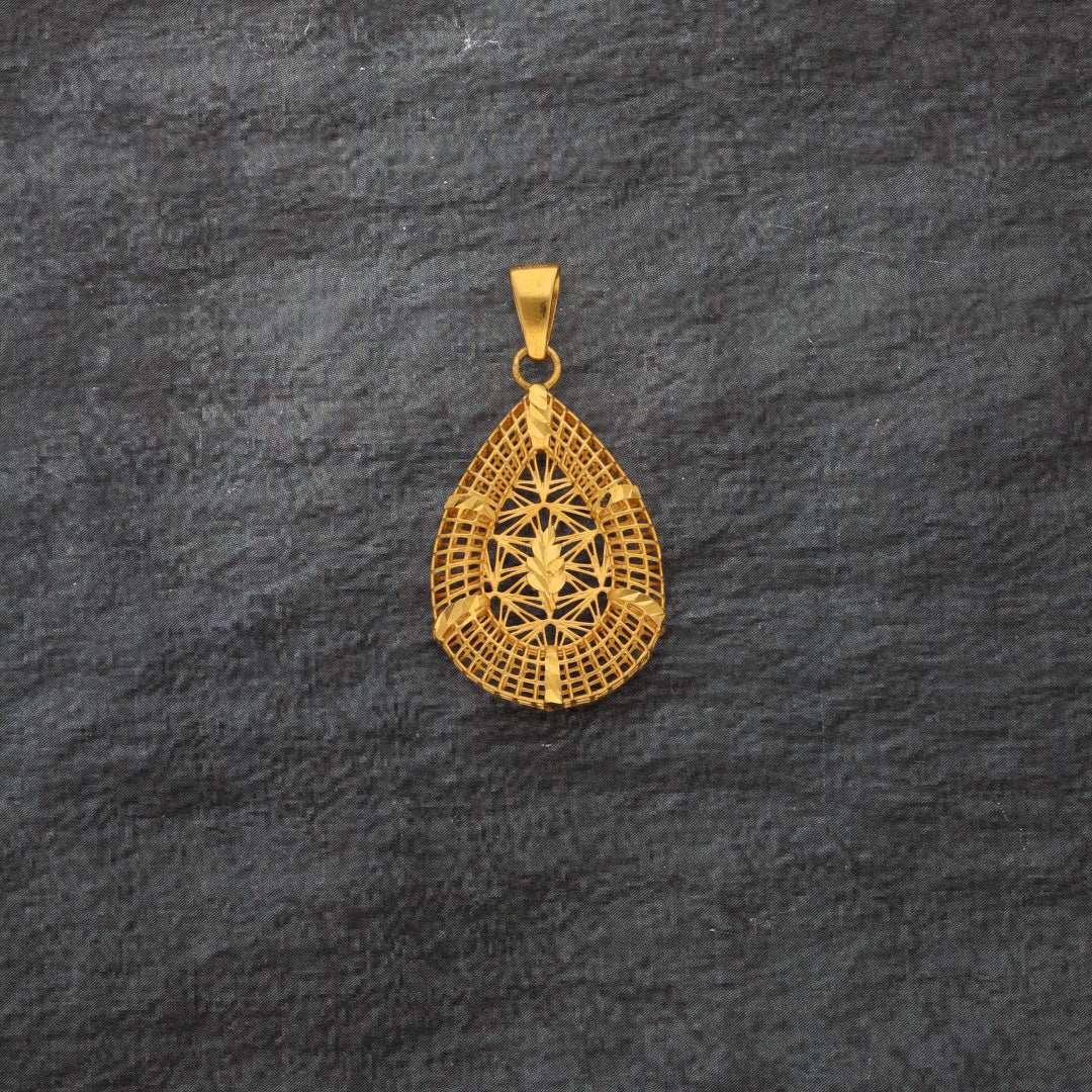 Gold Tear Drop Shaped Pendant 21KT - FKJPND21KM10013