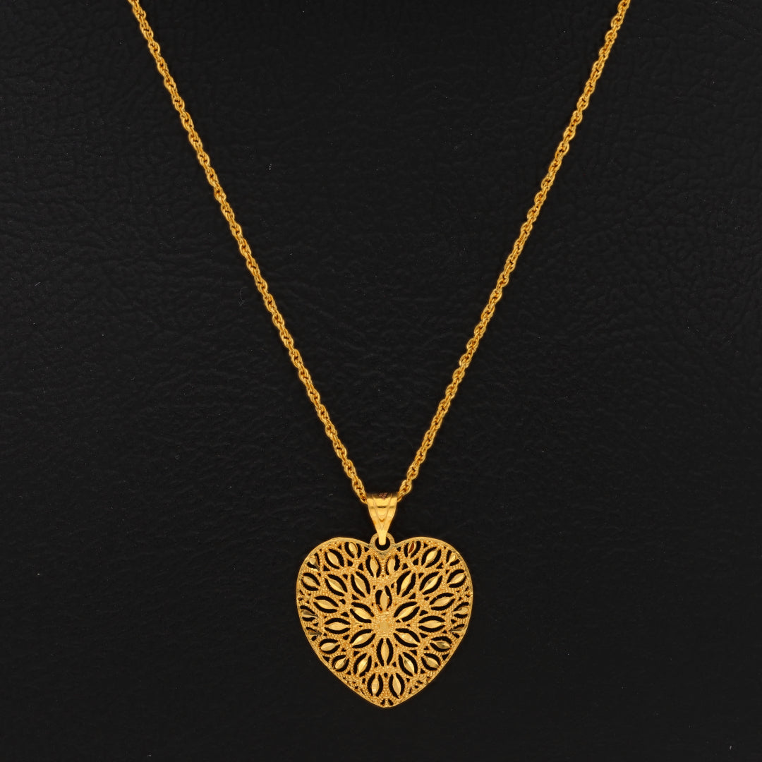 Gold Necklace (Chain With Heart Shaped Pendant) 21KT - FKJNKL21KM10009