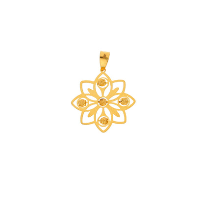 Gold Flower Shaped Pendant 21KT - FKJPND21KM10014