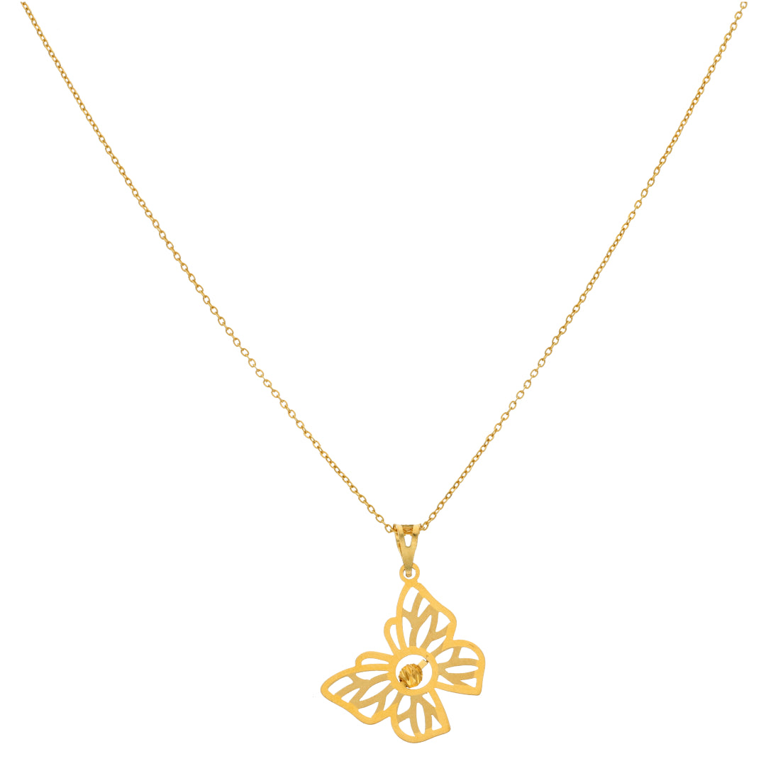 Gold Necklace (Chain With Butterfly Shaped Pendant) 21KT - FKJNKL21KM10015