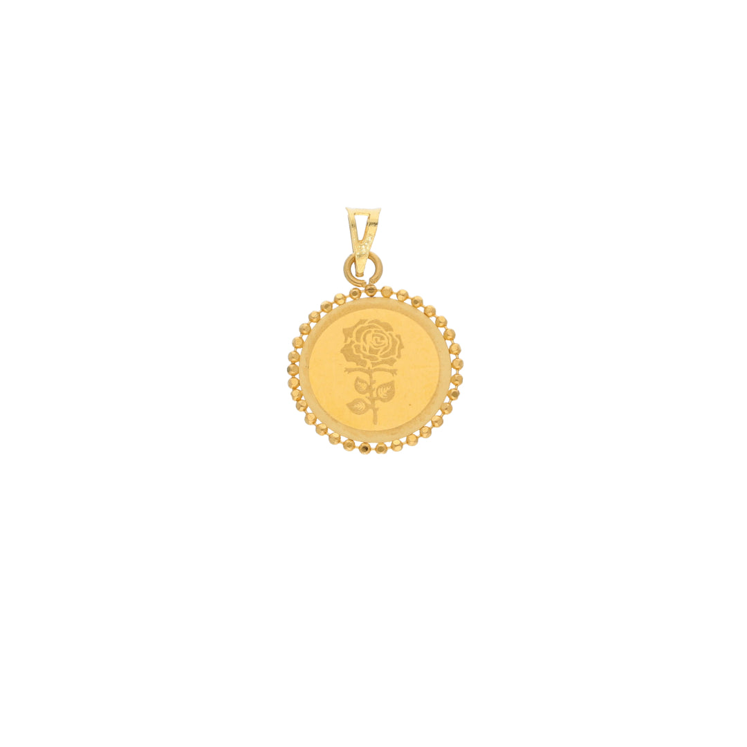 Gold Rose Coin Shaped Pendant 21KT - FKJPND21KM10017