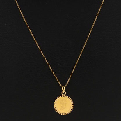 Gold Necklace (Chain With Rose Coin Shaped Pendant) 21KT - FKJNKL21KM10017