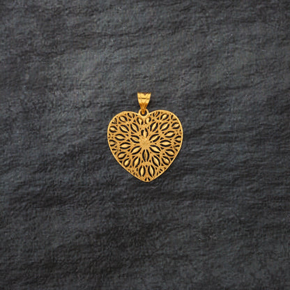 Gold Heart Shaped Pendant 21KT - FKJPND21KM10009