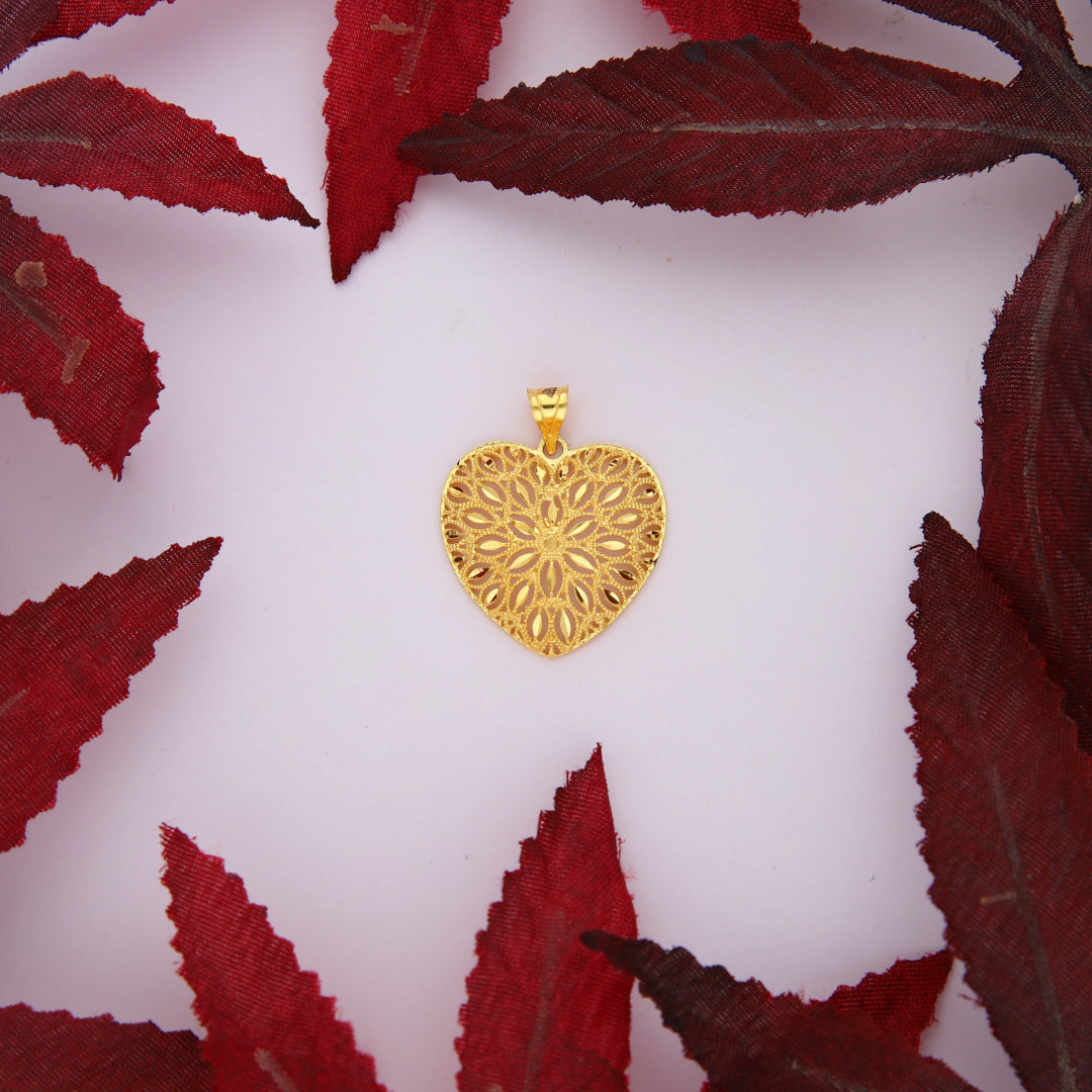 Gold Heart Shaped Pendant 21KT - FKJPND21KM10009