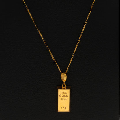 Gold Necklace (Chain With Bar Shaped Pendant) 21KT - FKJNKL21KM10020