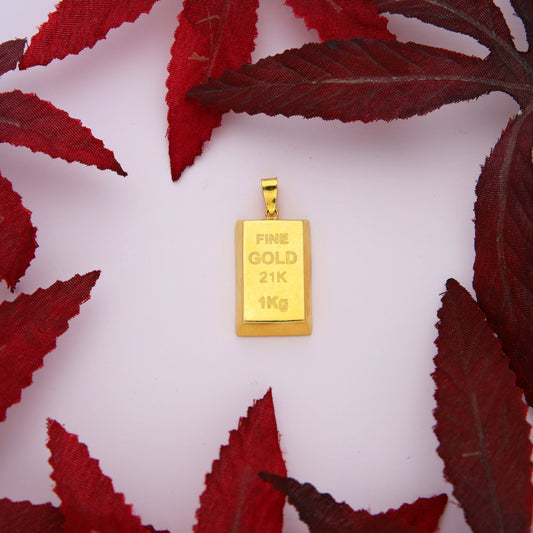 Gold Bar Shaped Pendant 21KT - FKJPND21KM10021