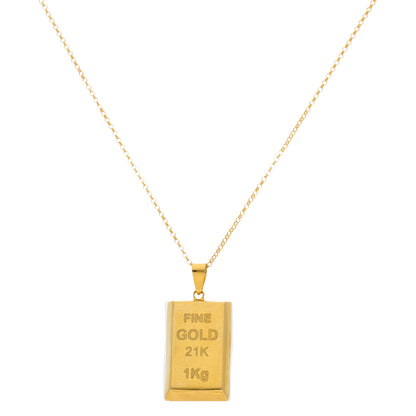 Gold Necklace (Chain With Bar Shaped Pendant) 21KT - FKJNKL21KM10021