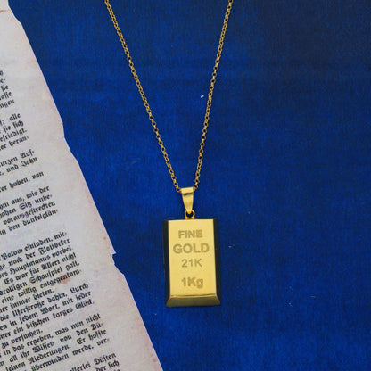 Gold Necklace (Chain With Bar Shaped Pendant) 21KT - FKJNKL21KM10021