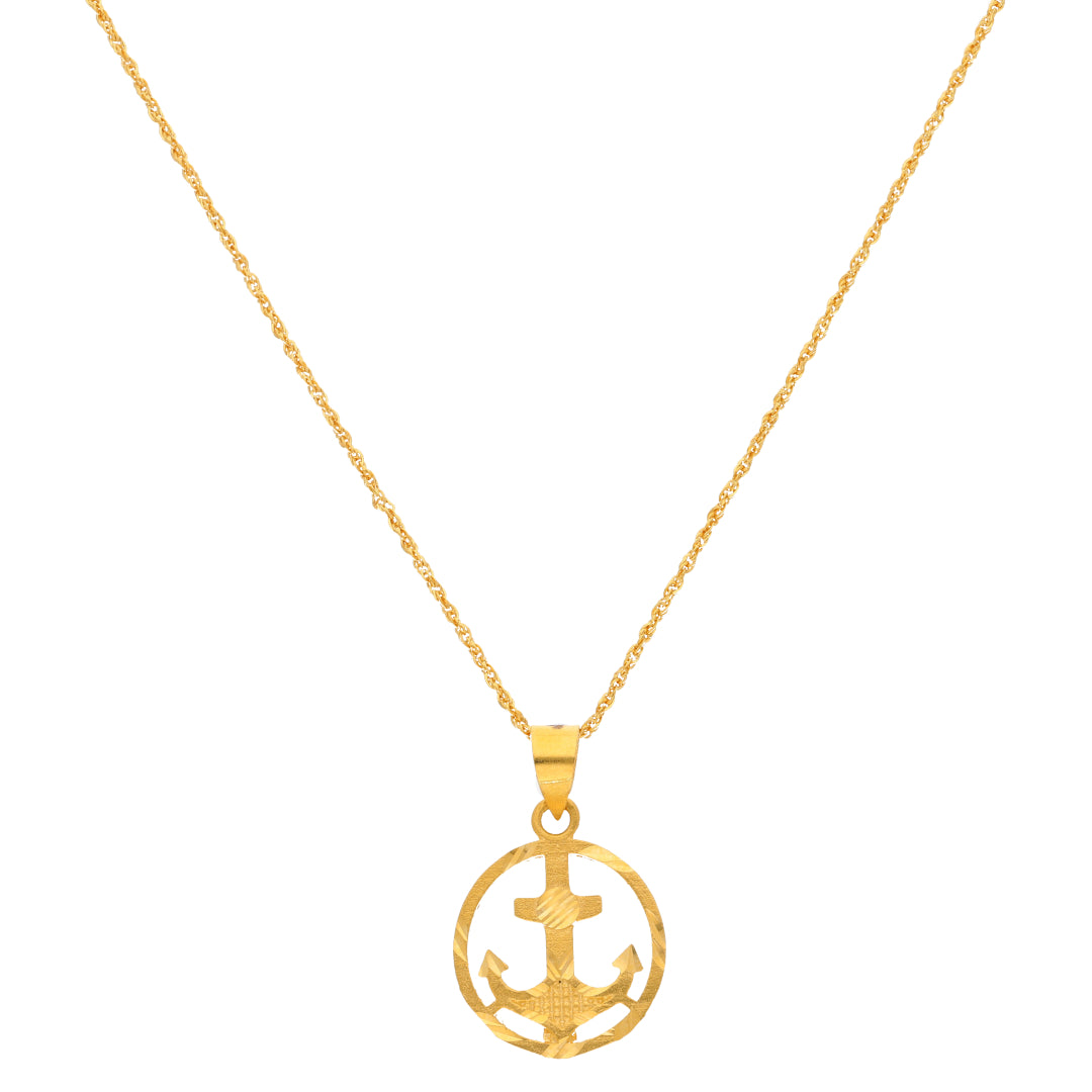 Gold Necklace (Chain With Anchor Shaped Pendant) 21KT - FKJNKL21KM10010