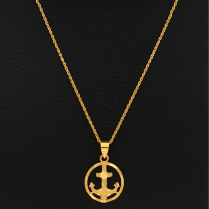 Gold Necklace (Chain With Anchor Shaped Pendant) 21KT - FKJNKL21KM10010