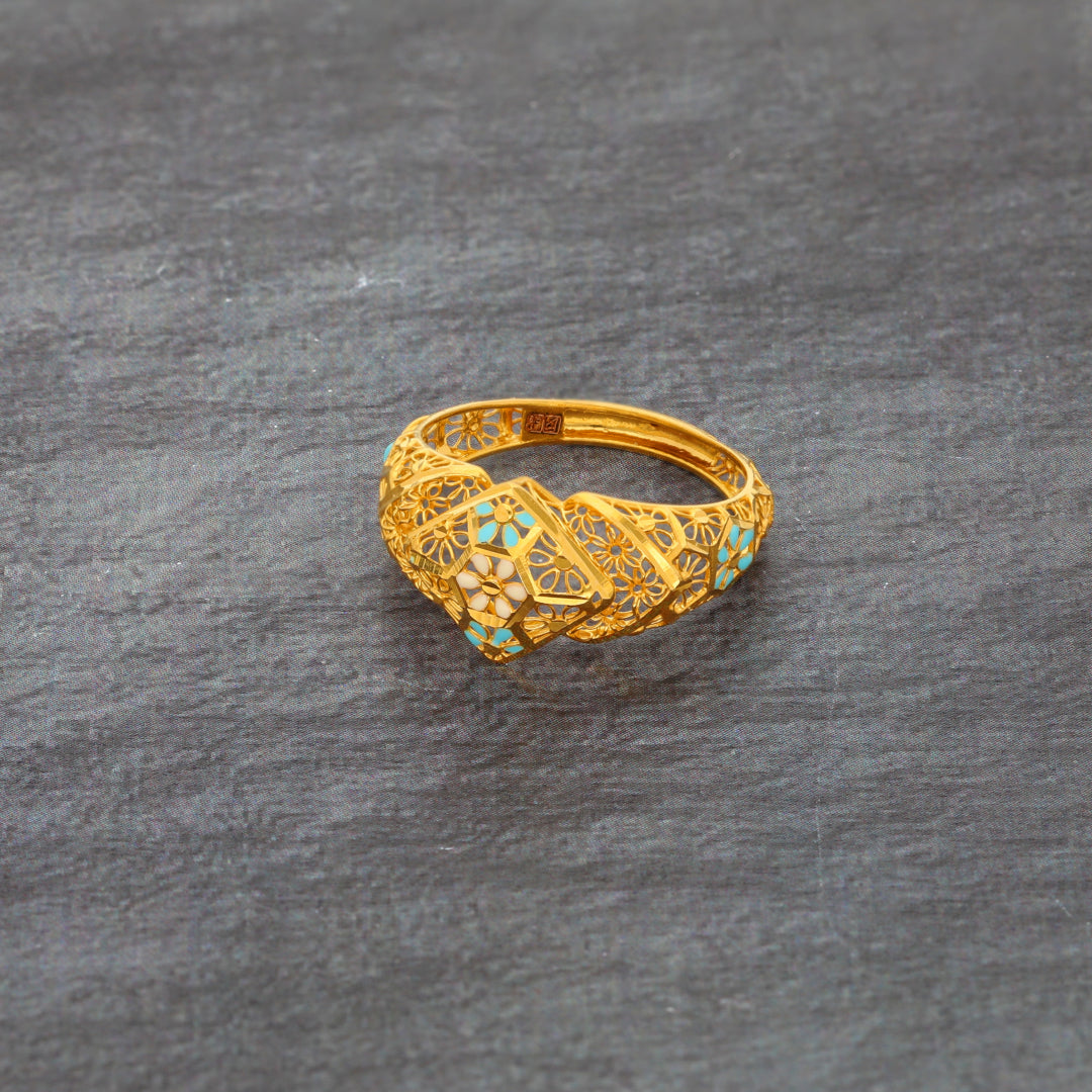 Gold Intricate Ring 21KT - FKJRN21KM10025