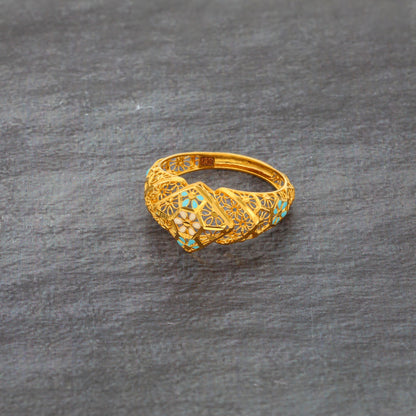 Gold Intricate Ring 21KT - FKJRN21KM10025