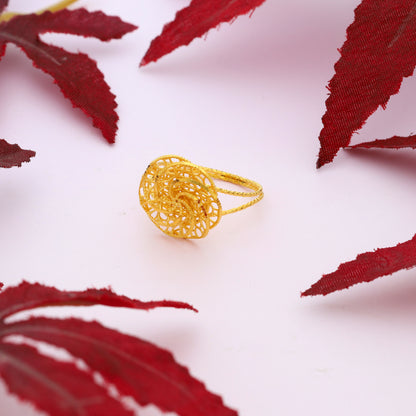 Gold Intricate Ring 21KT - FKJRN21KM10029