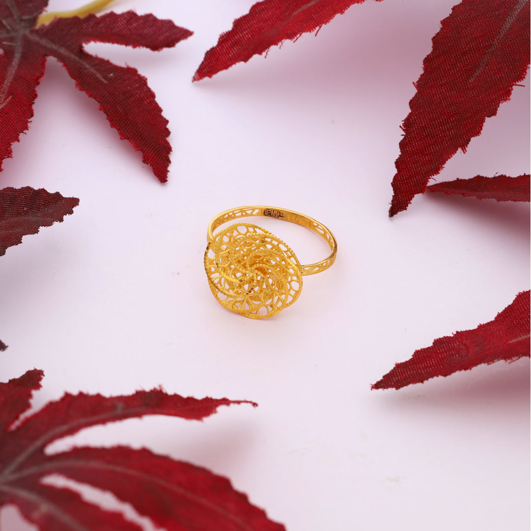 Gold Intricate Ring 21KT - FKJRN21KM10030