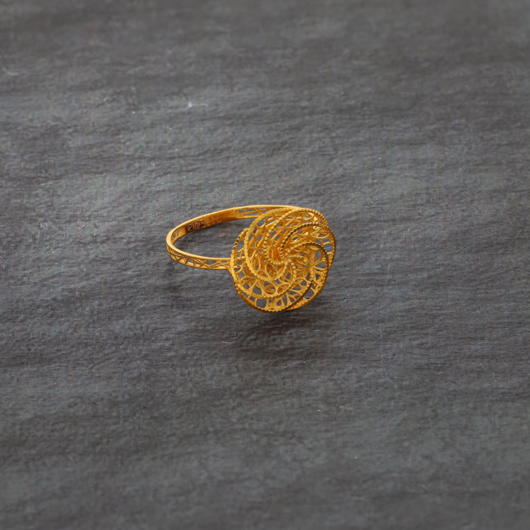 Gold Intricate Ring 21KT - FKJRN21KM10030